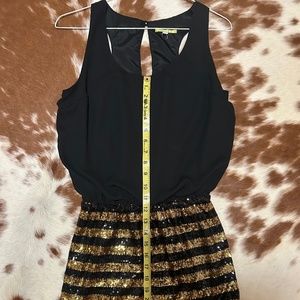 Gianni Bini Black and Gold Stripe Sequin Dress Size XS
